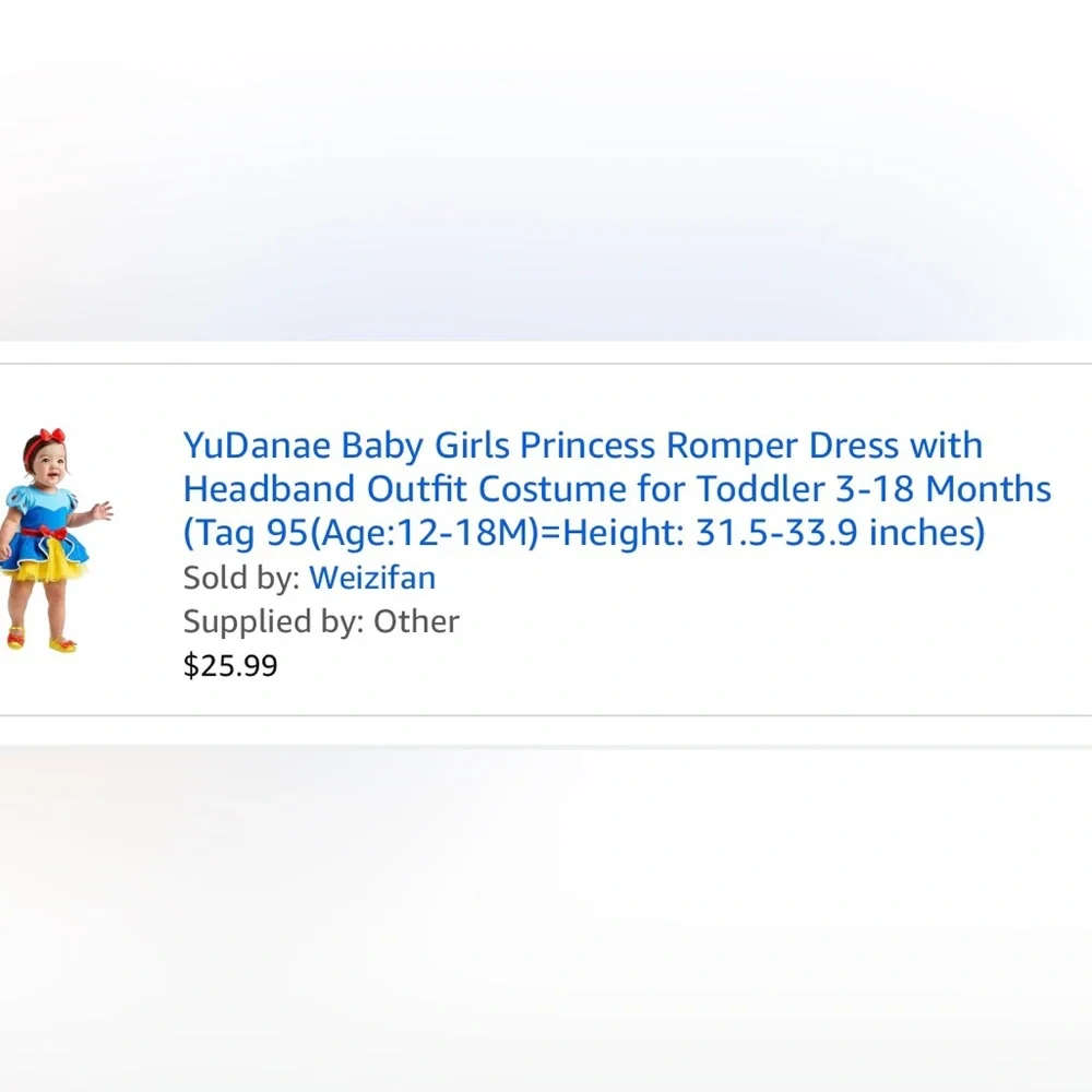 Baby Girls Blue and Yellow Princess Costume Romper Dress